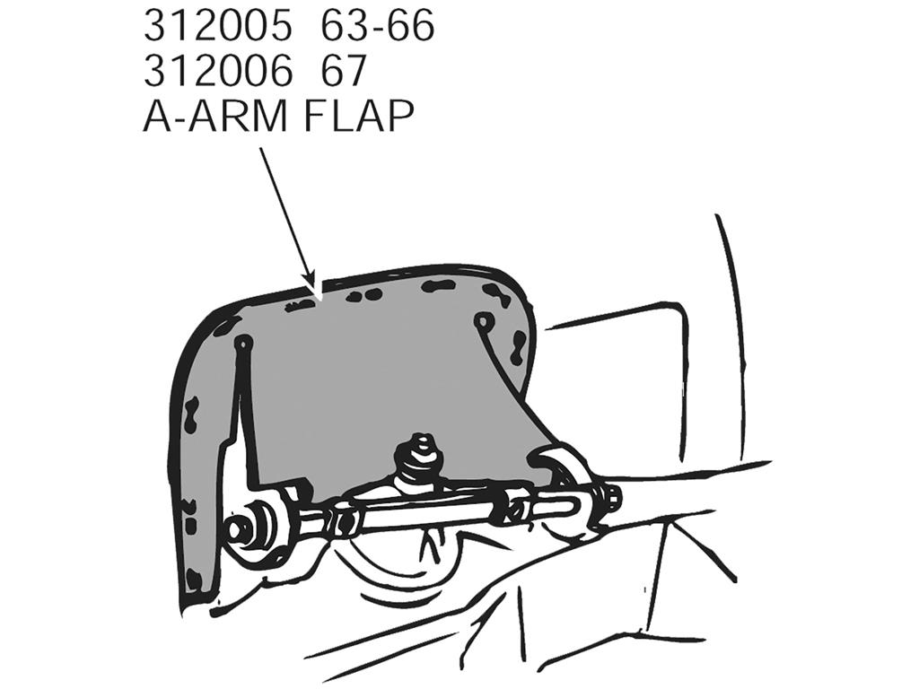 67 Front A-Arms / Control Arms Flaps with Staples (Set of 2)