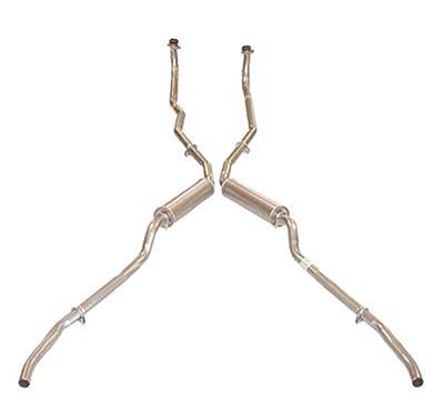 56-58 Exhaust System With Round Magnaflow Mufflers - 3 Bolt Manifolds