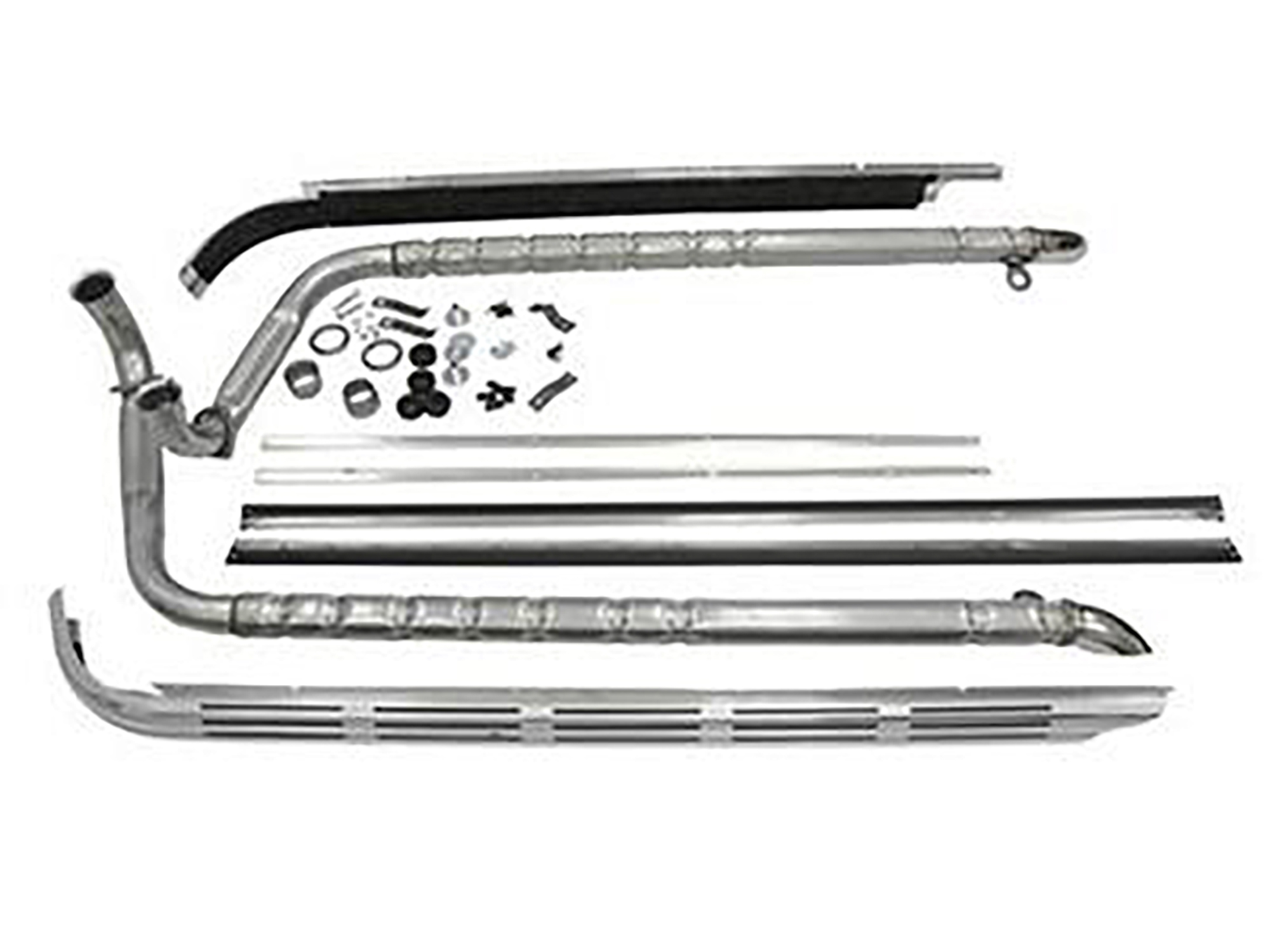 63-67 Side Exhaust Kit - 327 2" Correct Sound Aluminized Pipes with Covers