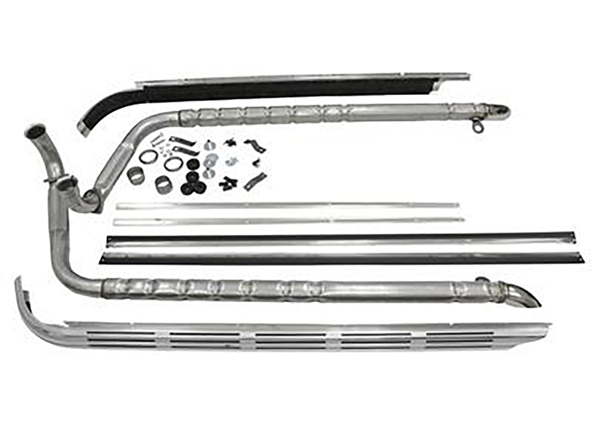 65-67 Side Exhaust Kit - 396 / 427 Correct Sound Aluminized Pipes with Covers