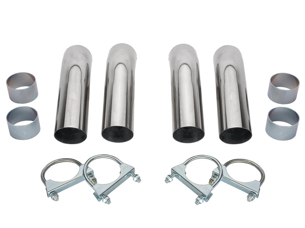 84 Exhaust Extensions / Tips - Curved Non Flared Stainless Steel - Set Of 4