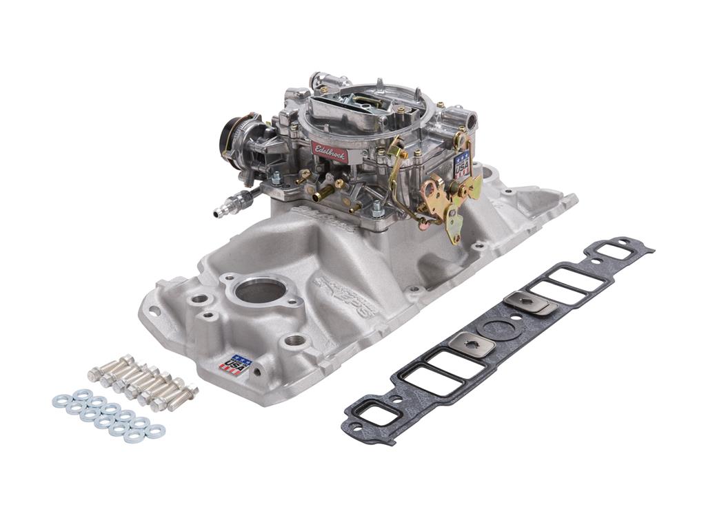 1969-1981 327/350 Edelbrock Single-Quad Manifold & Carburetor Kit (ND)