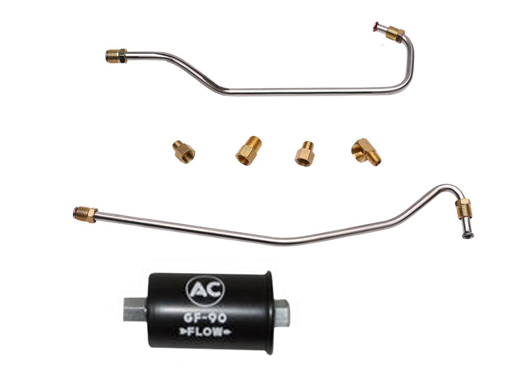 63-65 Fuel Line Fuel Injection S/S With 4 Chrome Fittings And Black GF90