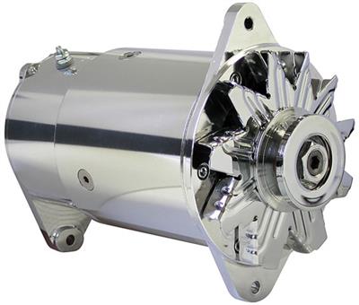 55-62 Powermaster PowerGEN Alternator 90 Amps 3/8 Pulley Long Case Chrome (ND)