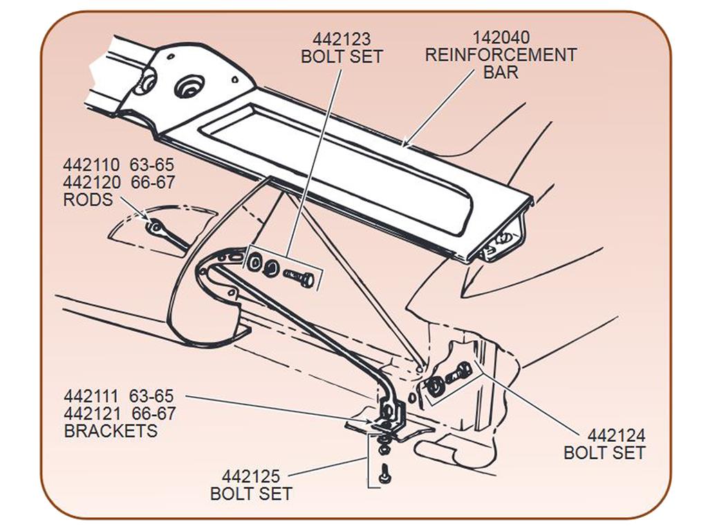 66-67 Headlight/Nose Support rods (Pair)
