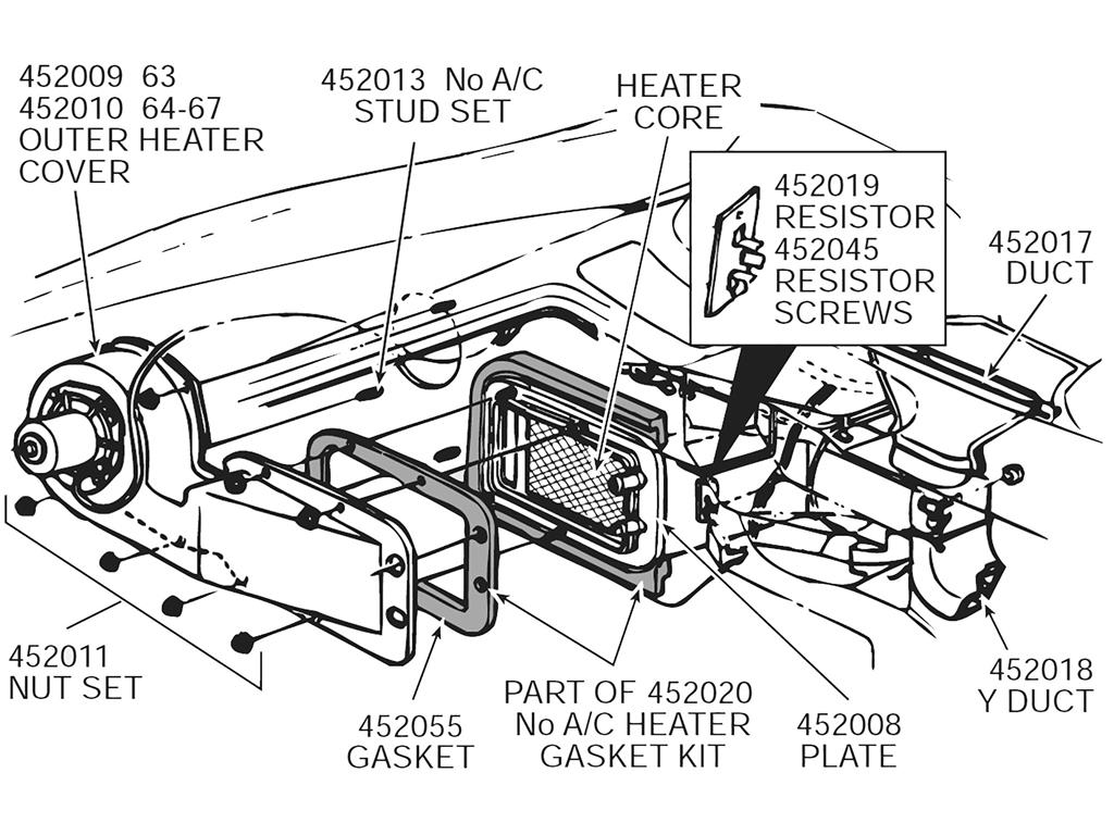 63 Early Outer Fiberglass Heater Box Cover without Air Conditioning
