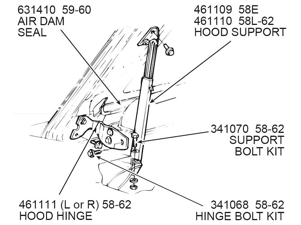 1958-1962 Hood Hinges - Pair