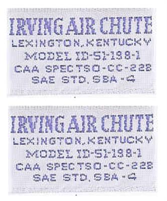 58-62 Irving Air Chute Seat Belt Labels *Discontinued*
