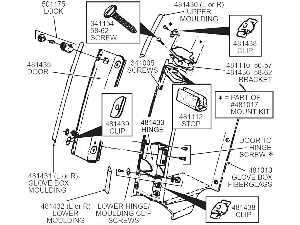 56-62 Glove Box Door Hinge