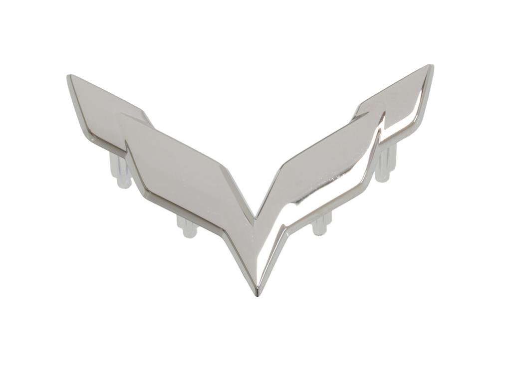 2014-2019 Corvette Seat Emblem - GM Accessory Crossed Flags, Chrome (GM 23256338)