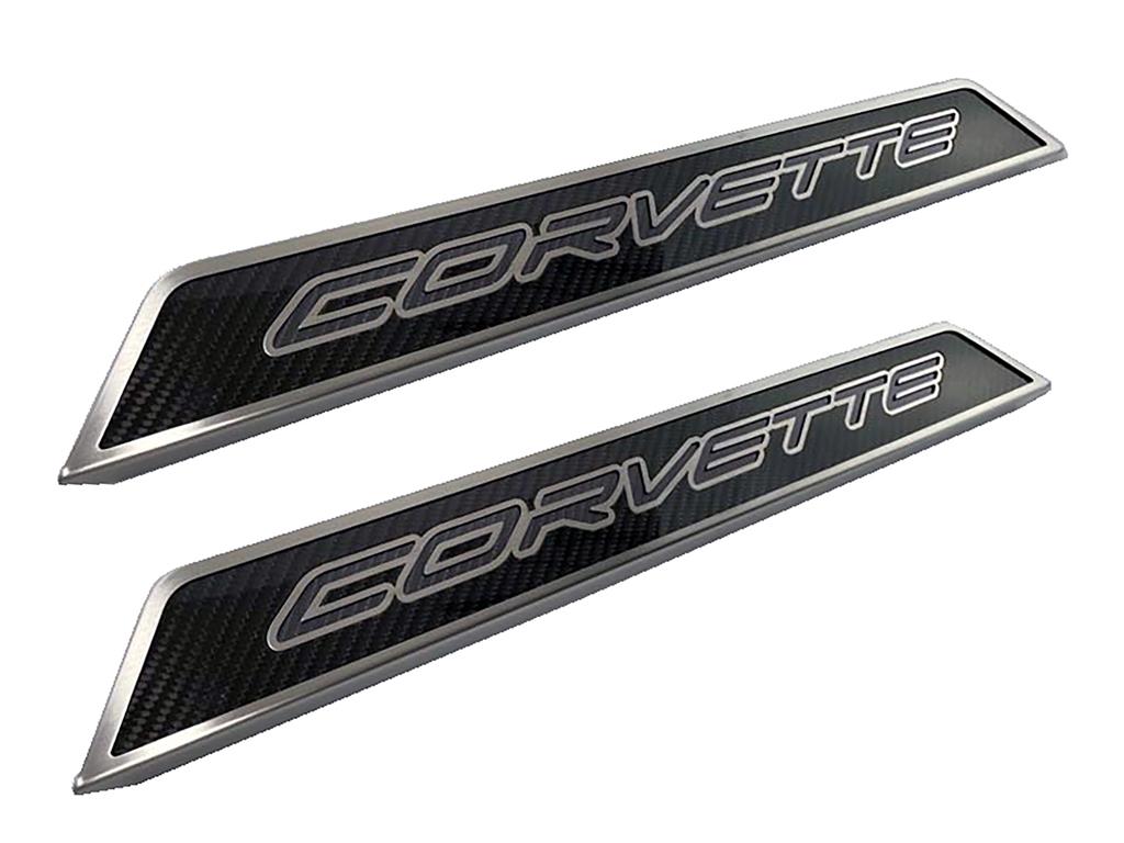 2020-2025 Carbon Fiber with Brushed SS Corvette Door Sill Plates