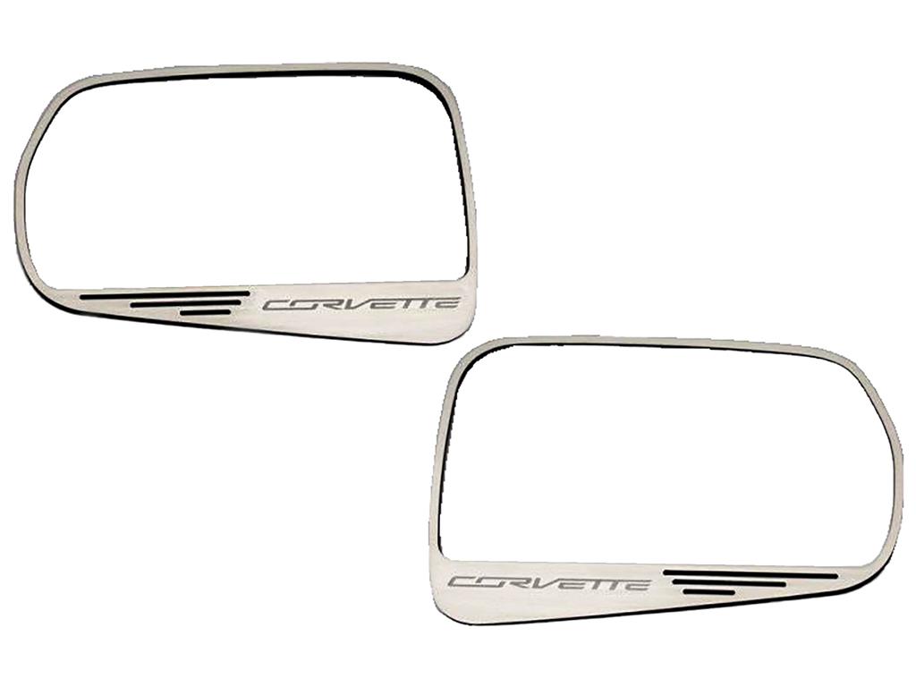 2014-2019 Side View Mirror Trim Etched Corvette with Slots