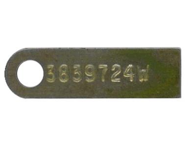 63E Borg Warner T-10 Transmission ID Tag #3839724W