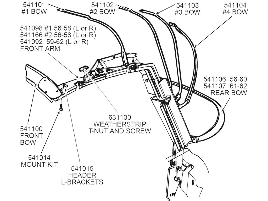 56-62 Convertible Top Frame #1 Bow