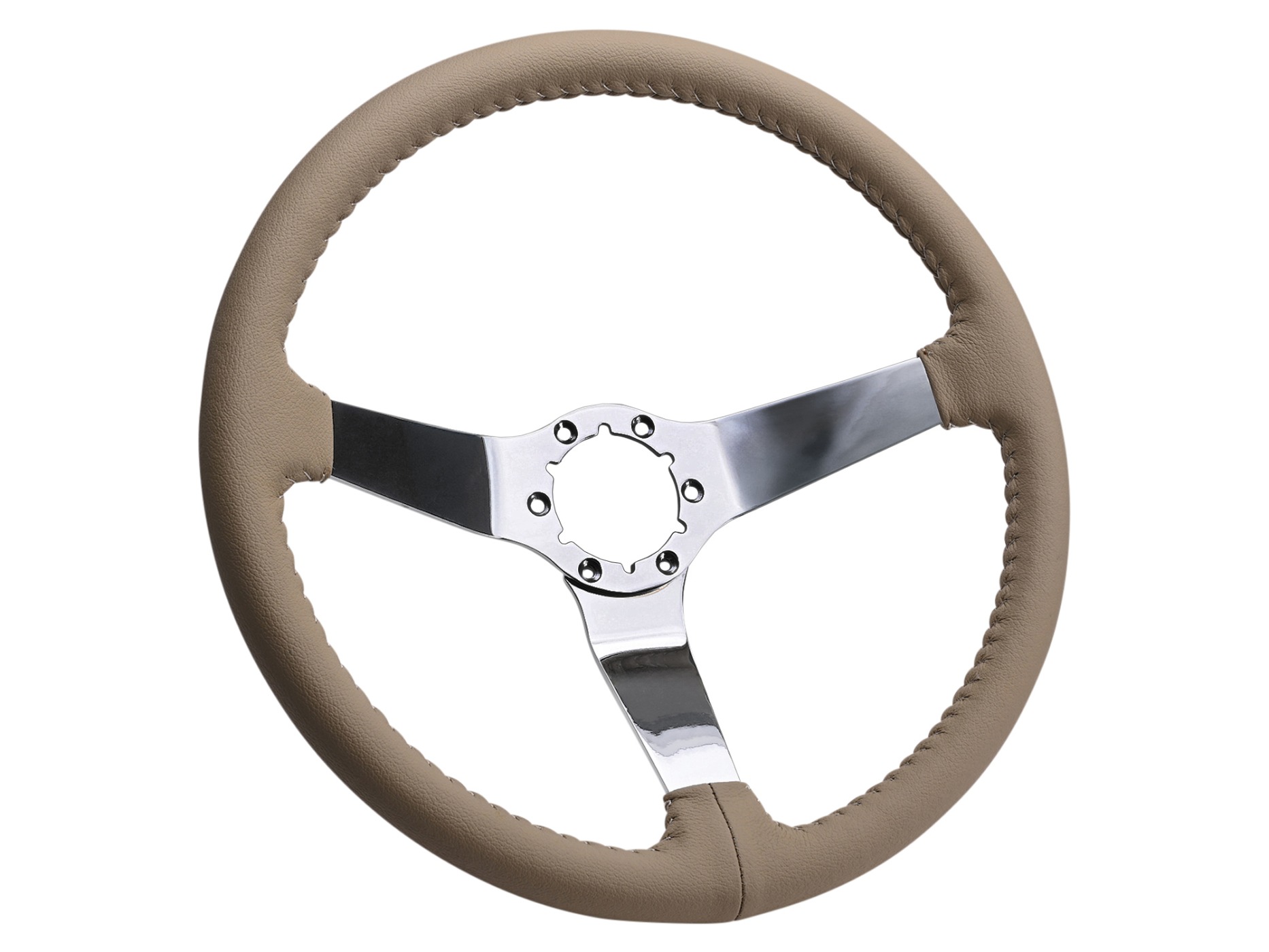 1967-1982 Leather Steering Wheel - Chrome 3 Spoke *Specify Color*