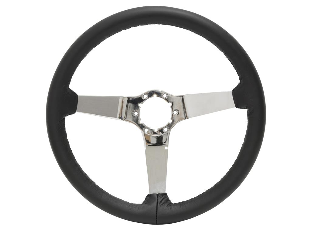 68-82 Steering Wheel - Leather - Chrome Spoke ( Except 1976 ) *Specify Color*