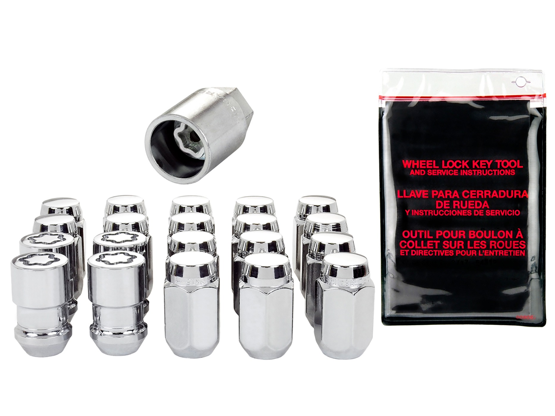 1953-1982 C1-C3 Corvette McGard Chrome Cone Seat Lock & Lug Nut Set
