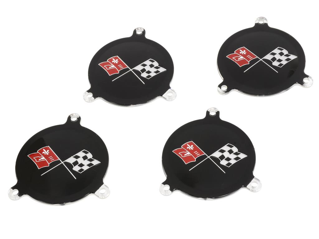 65-66 Hubcap Spinner Emblem Insert (Black Upper Corner)