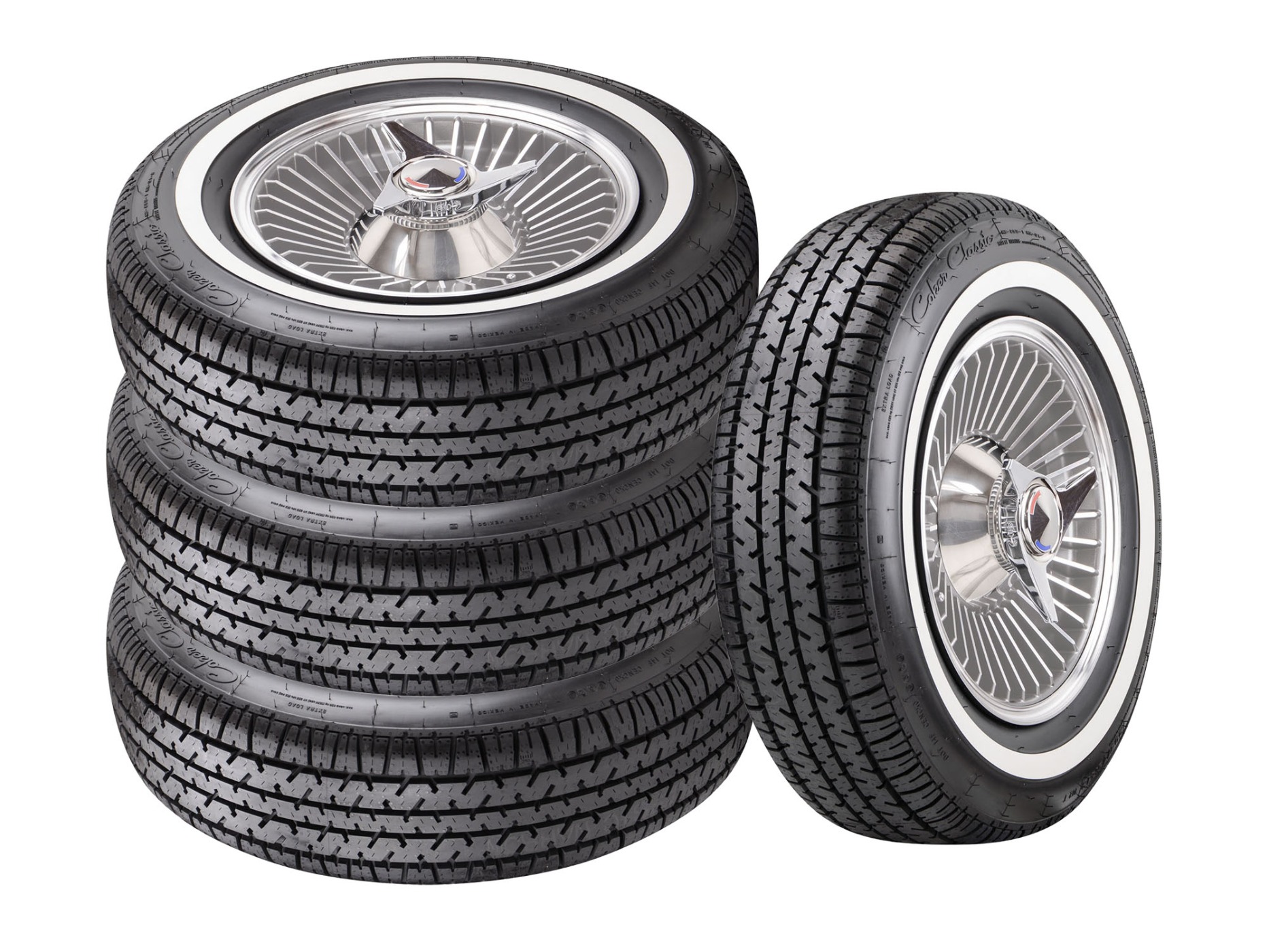1963-1964 DB KO Wheels & Tire Package Coker Star Series 205/75R15 1" WW Radials