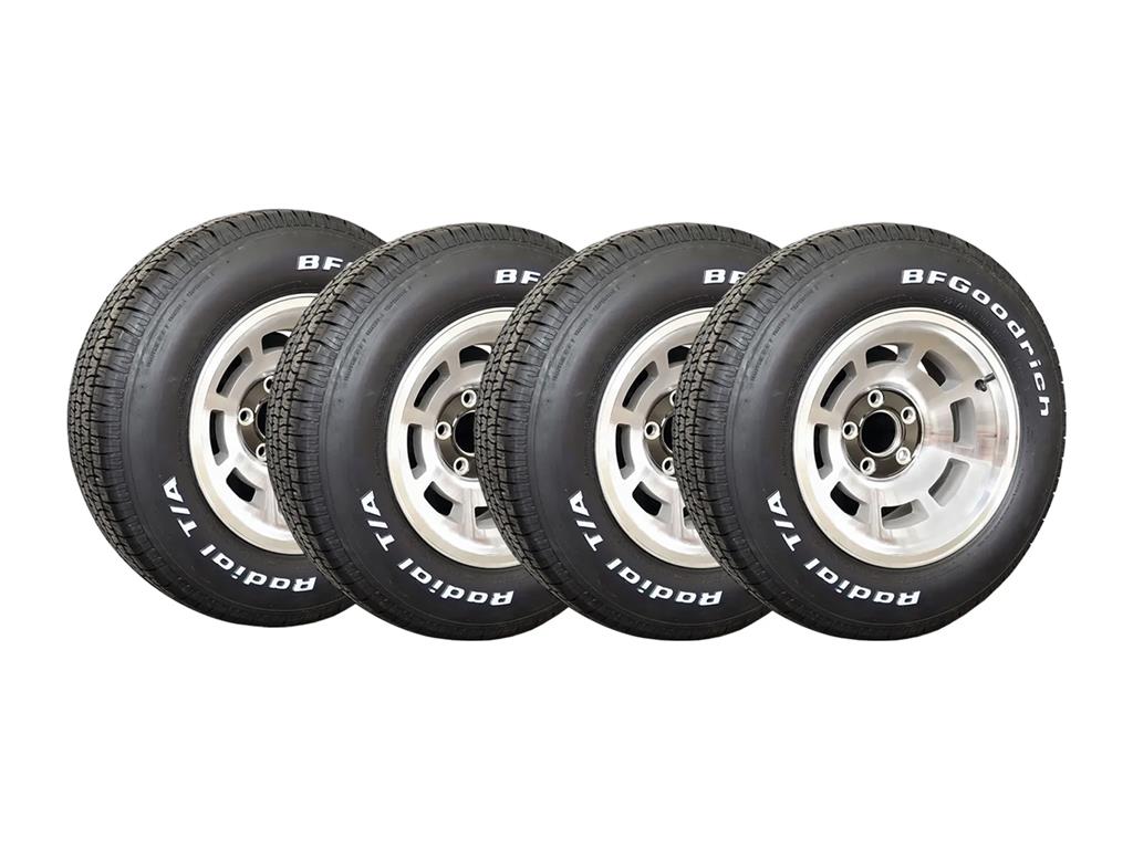1976-1979 255/60-R15 BFG T/A Tires with Aluminum Wheels Mounted (ND)