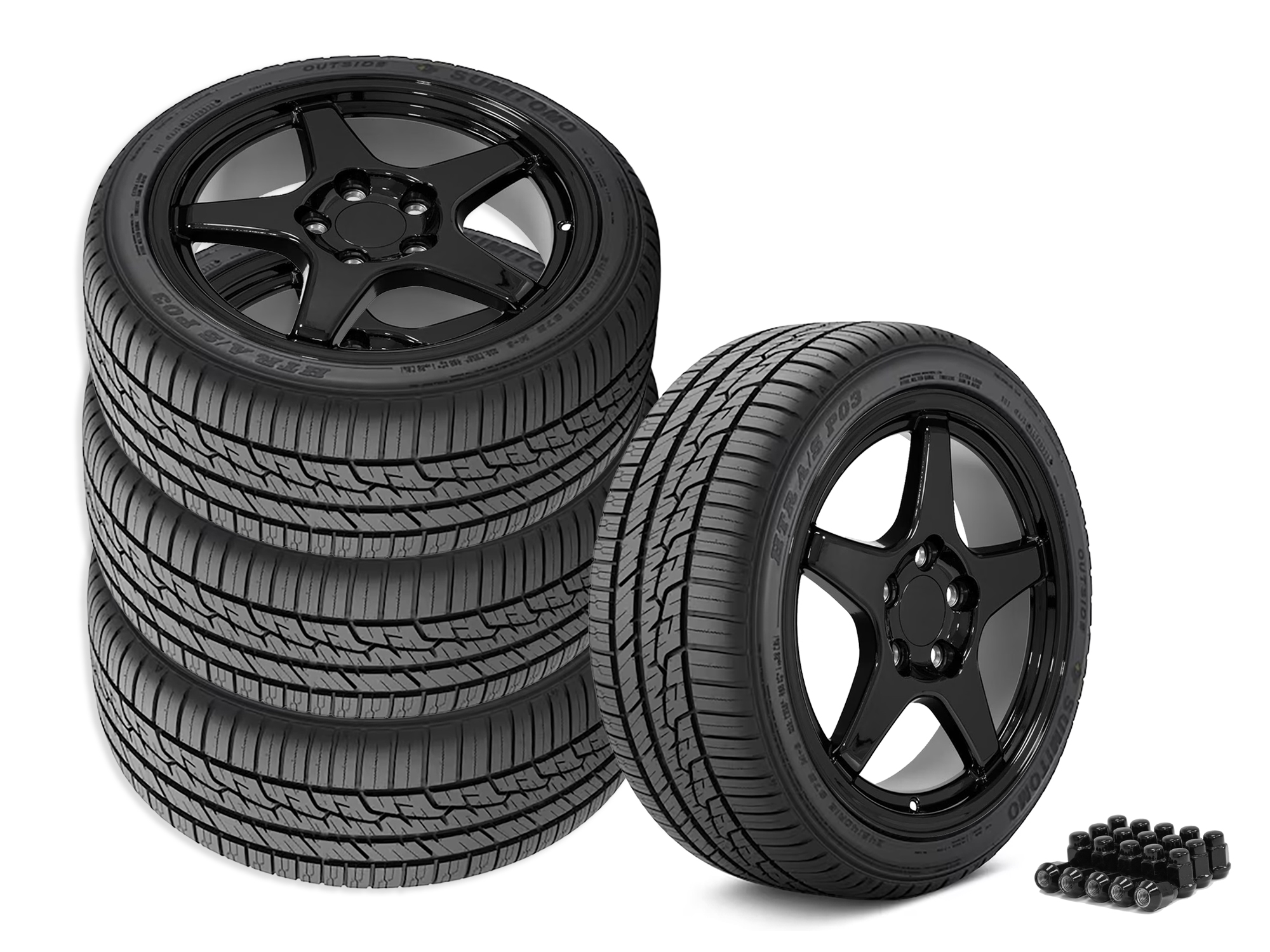 84-87 1996 Grand Sport Style Gloss Black Wheel & Tire Package