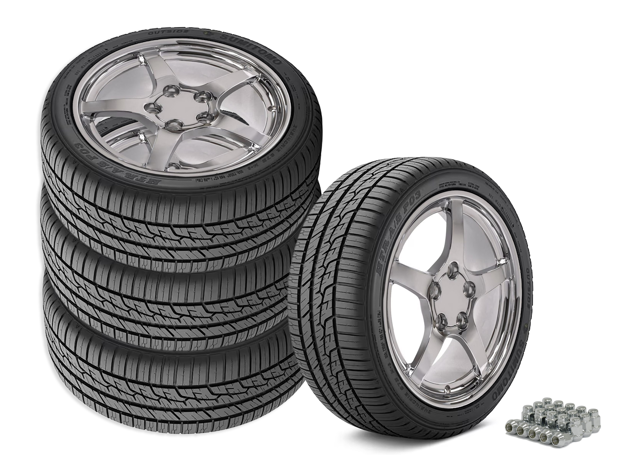 84-87 C5 Y2K Style Chrome Wheel & Tire Package