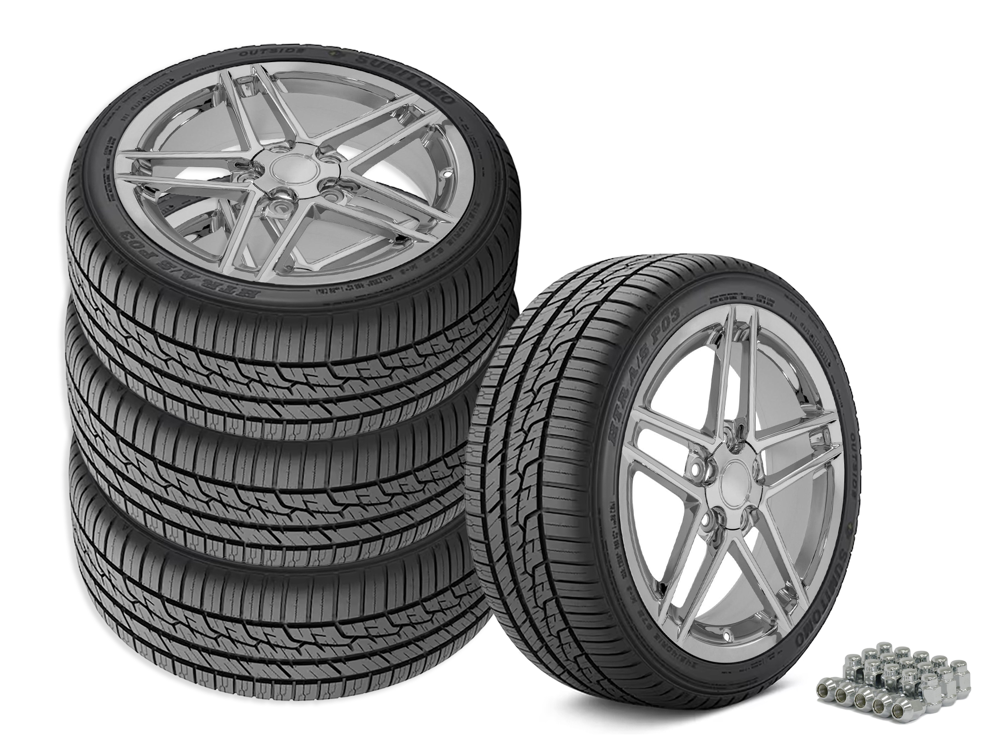 84-87 C6 Z06 Style Chrome Wheel & Tire Package