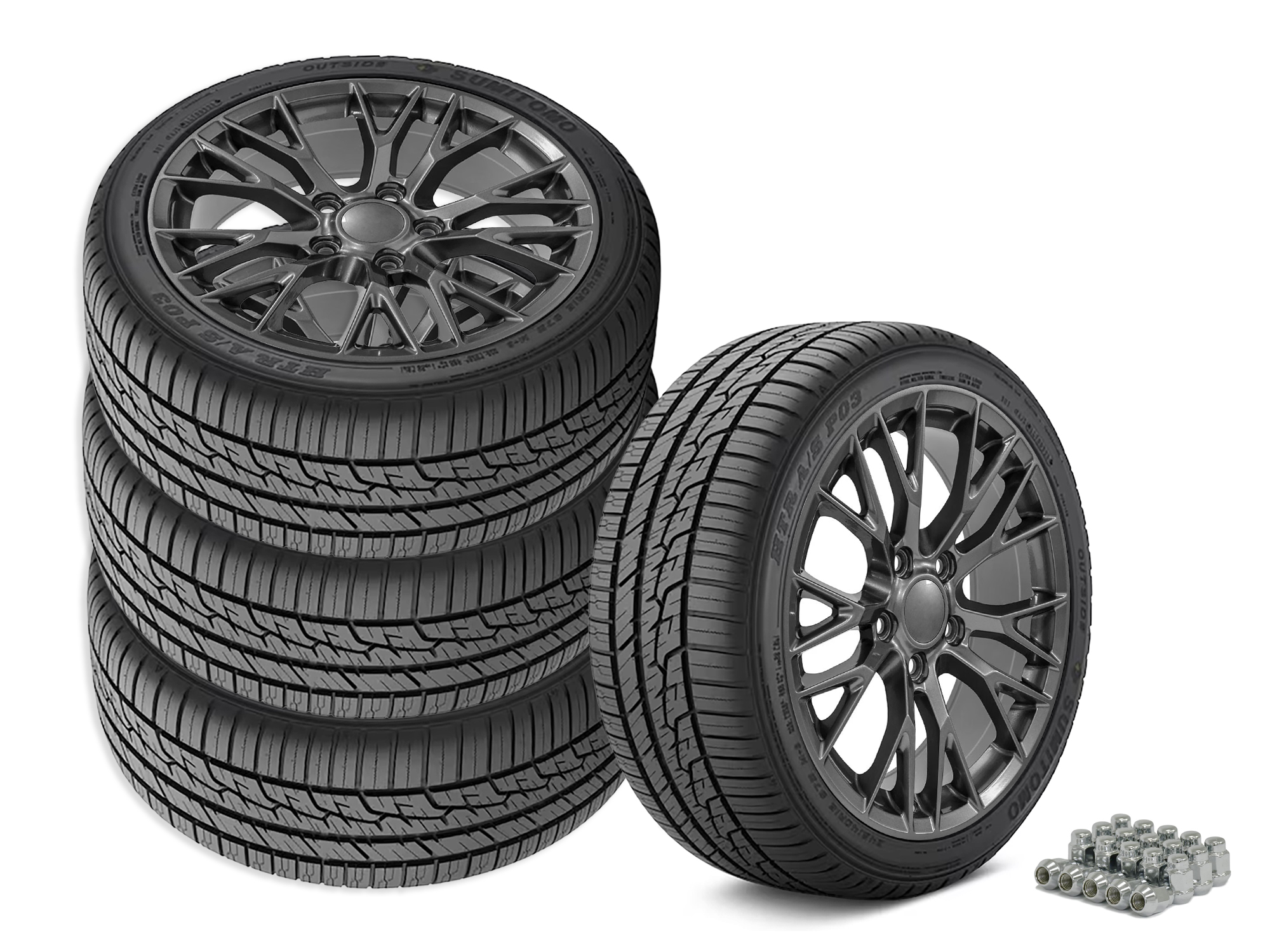 84-87 C7 Z06 Style Gunmetal Gray Wheel & Tire Package