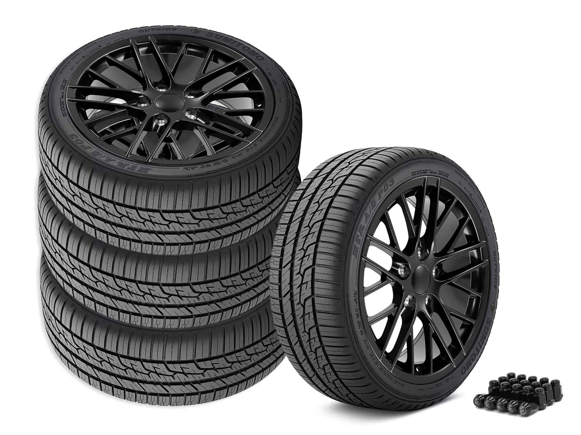84-87 C6 ZR1 Style Satin Black Wheel & Tire Package