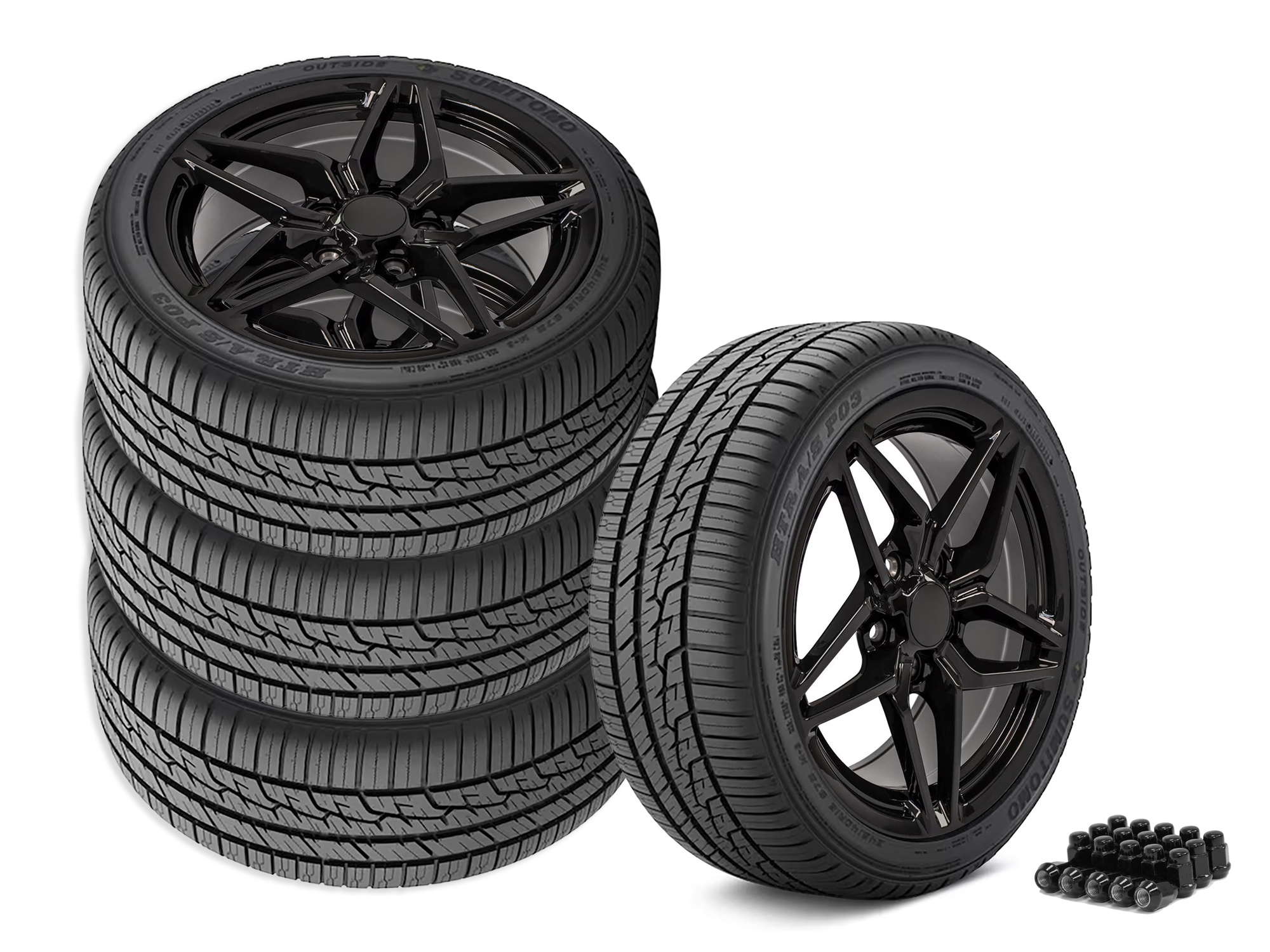 84-87 C7 ZR1 Style Satin Black Wheel & Tire Package