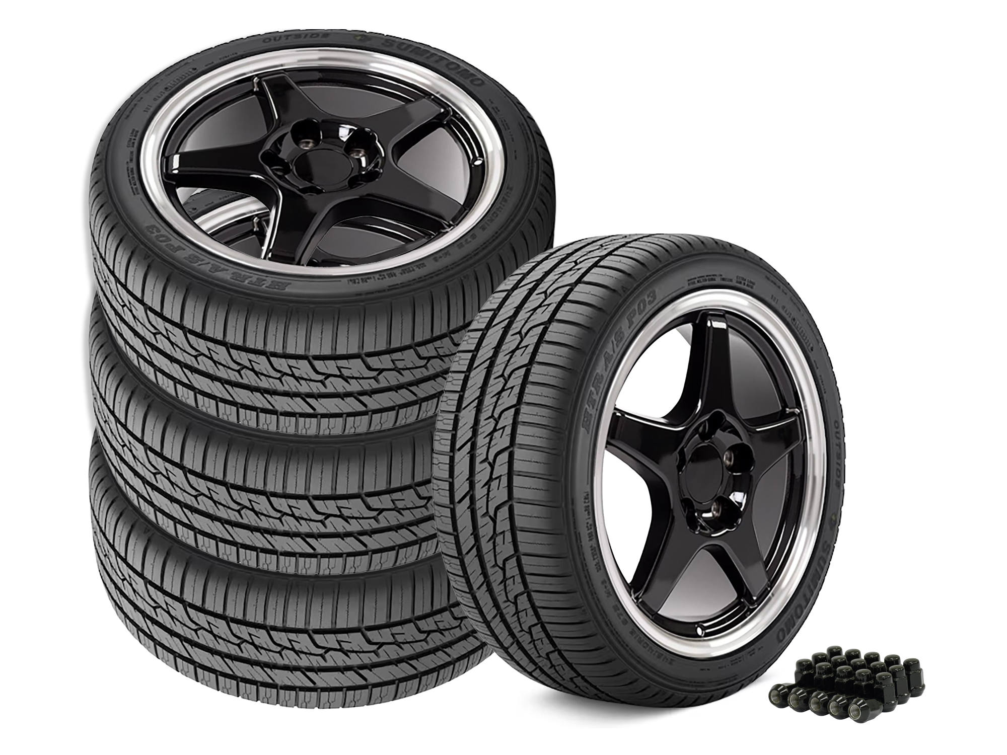 88-96 1996 Grand Sport Style Gloss Black Wheel & Tire Package w/ Machined Lip