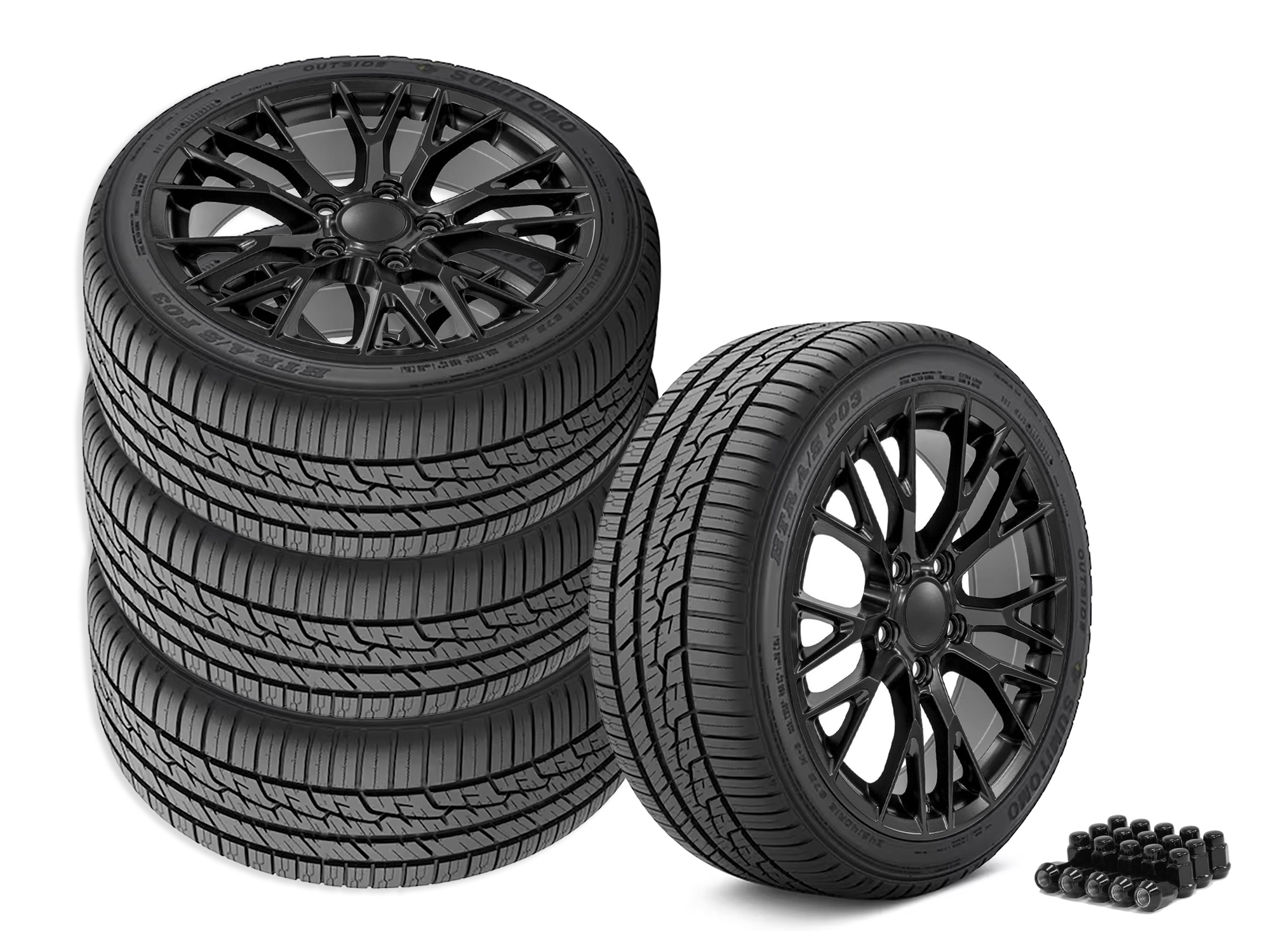 88-96 C7 Z06 Style Satin Black Wheel & Tire Package