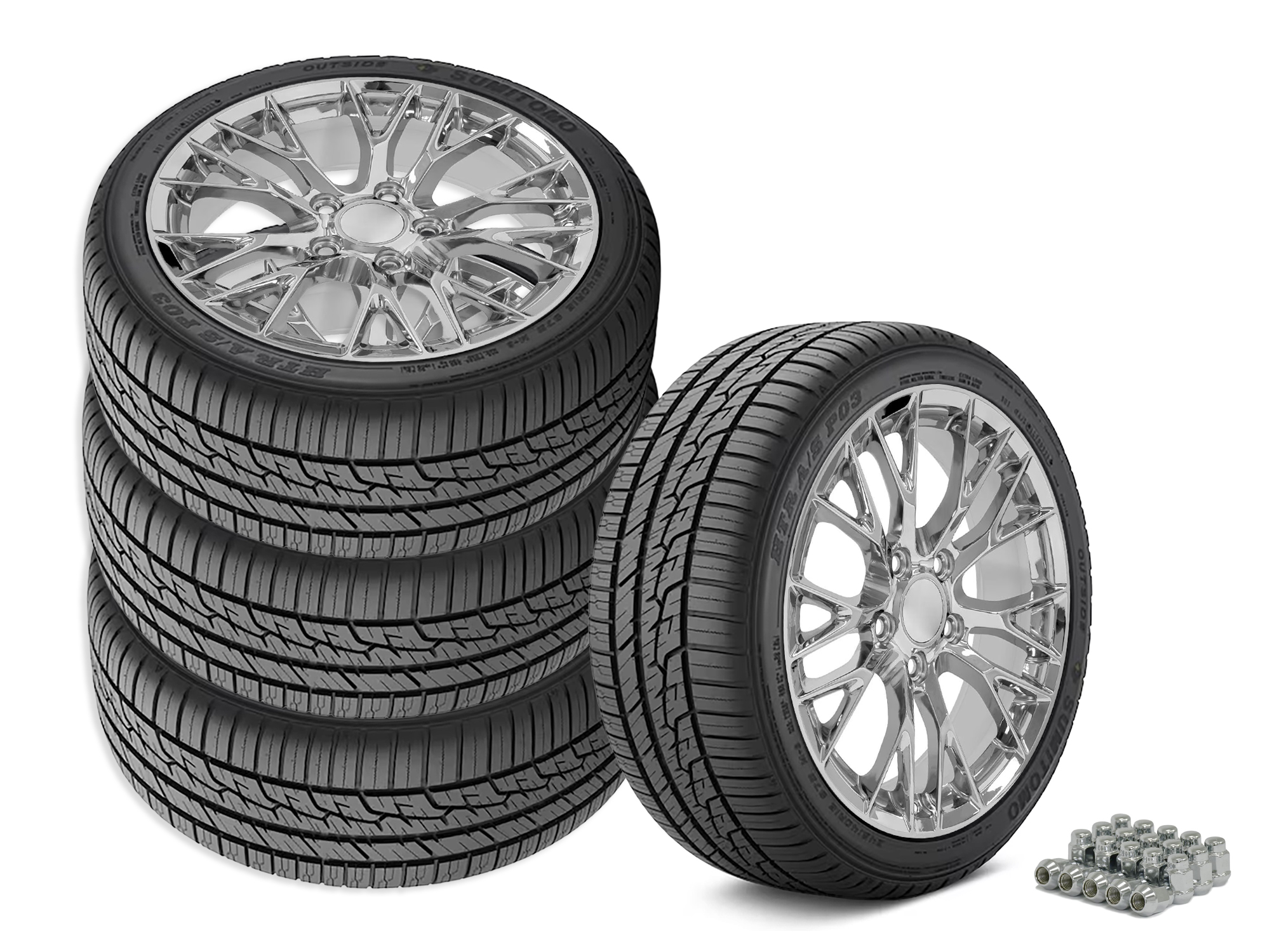 88-96 C7 Z06 Style Chrome Wheel & Tire Package