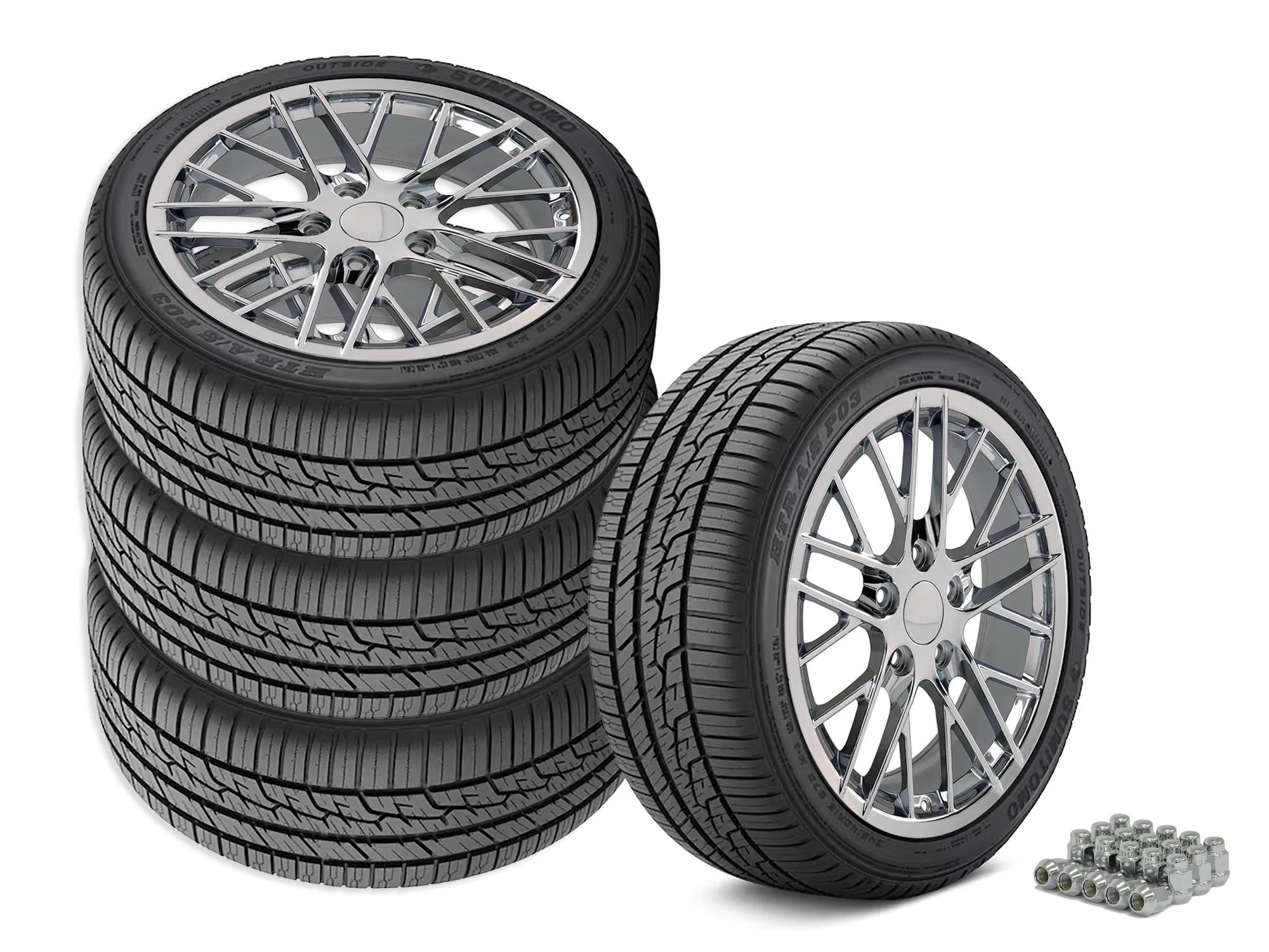 88-96 C6 ZR1 Style Chrome Wheel & Tire Package