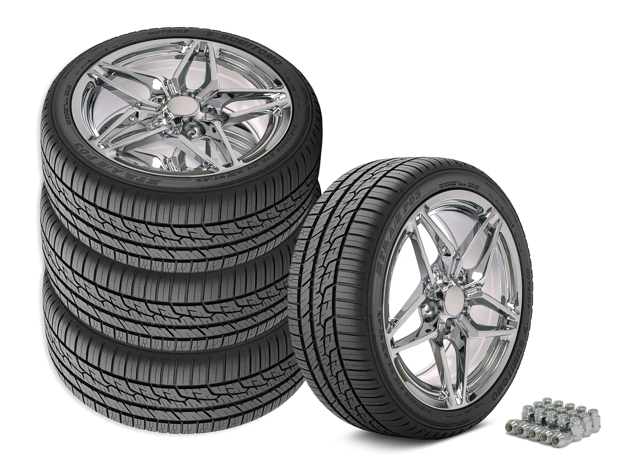 88-96 C7 ZR1 Style Chrome Wheel & Tire Package