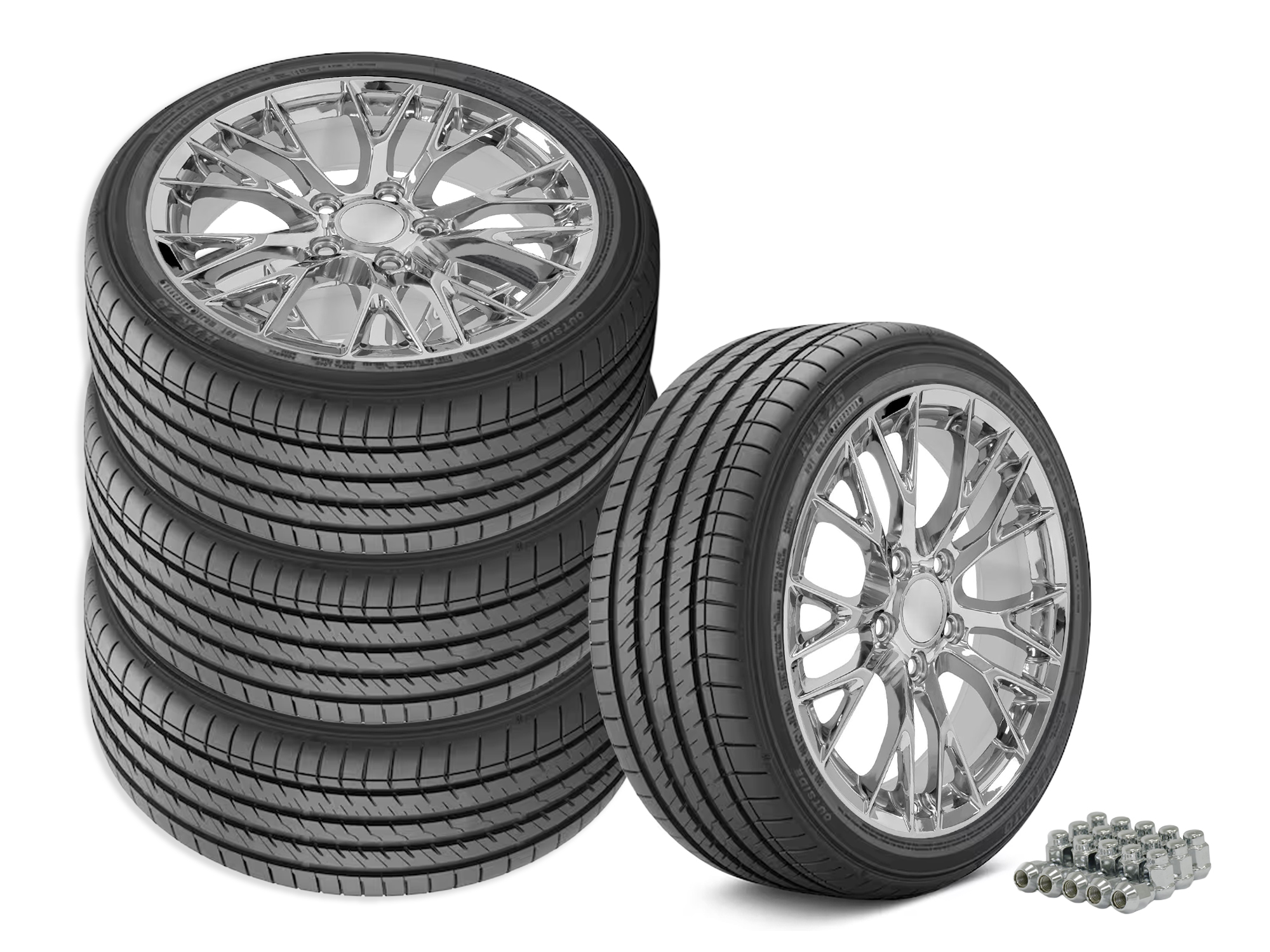 84-87 C7 Z06 Style Chrome Staggered Wheel & Tire Package