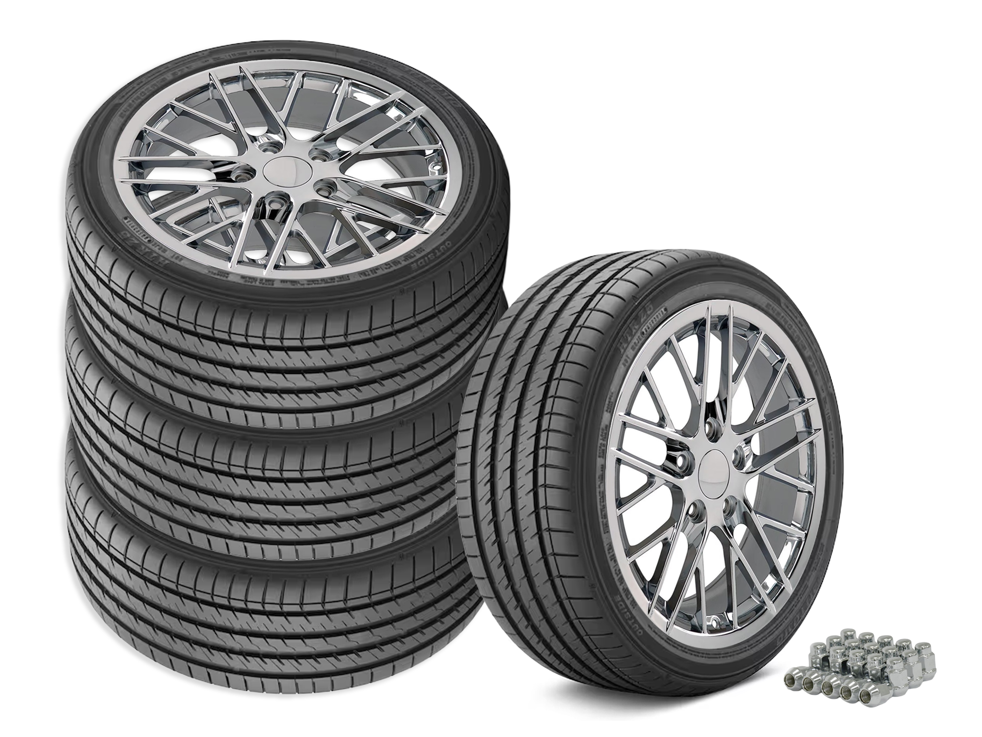 88-96 C6 ZR1 Style Chrome Staggered Wheel & Tire Package