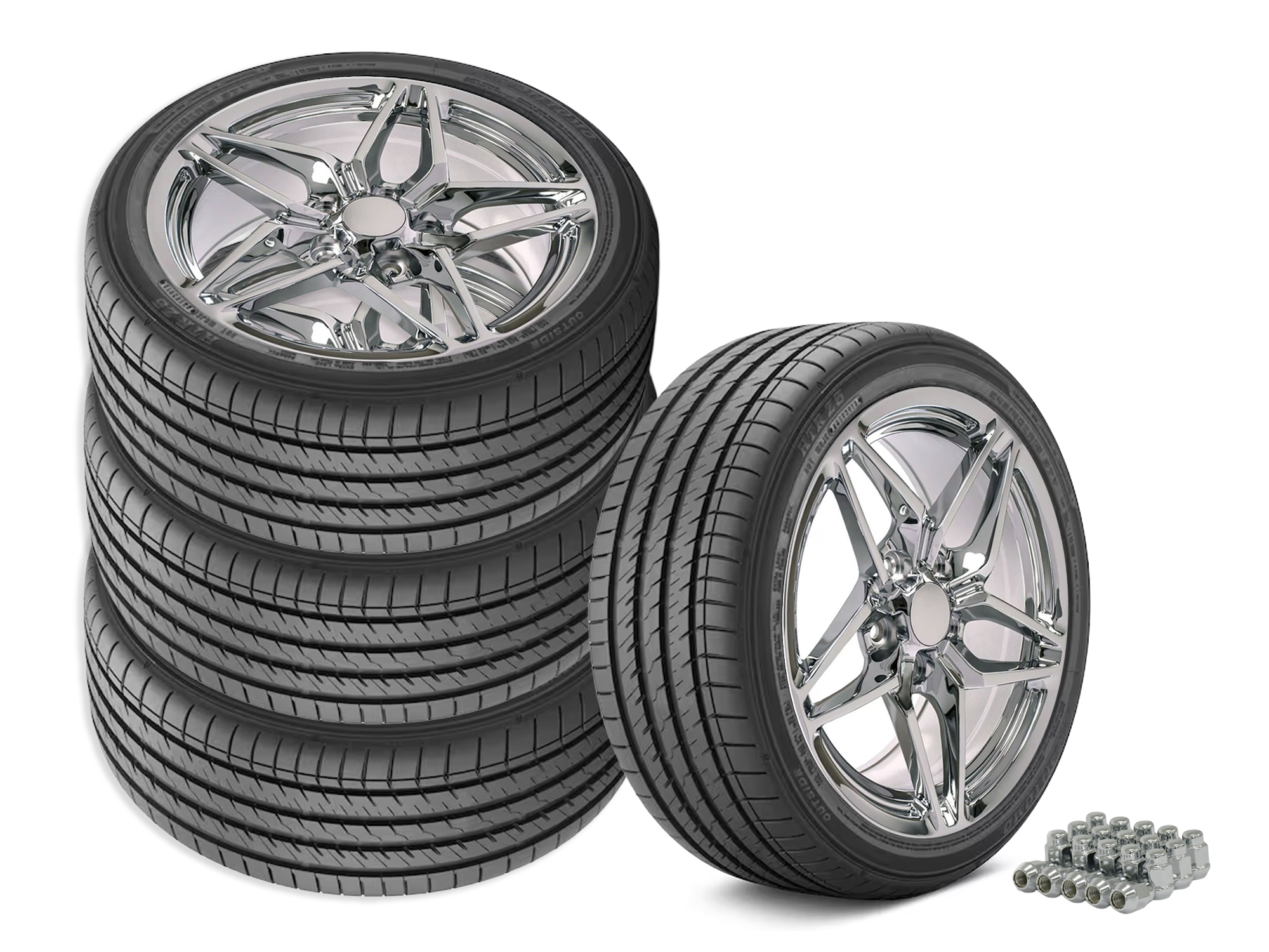 88-96 C7 ZR1 Style Chrome Staggered Wheel & Tire Package