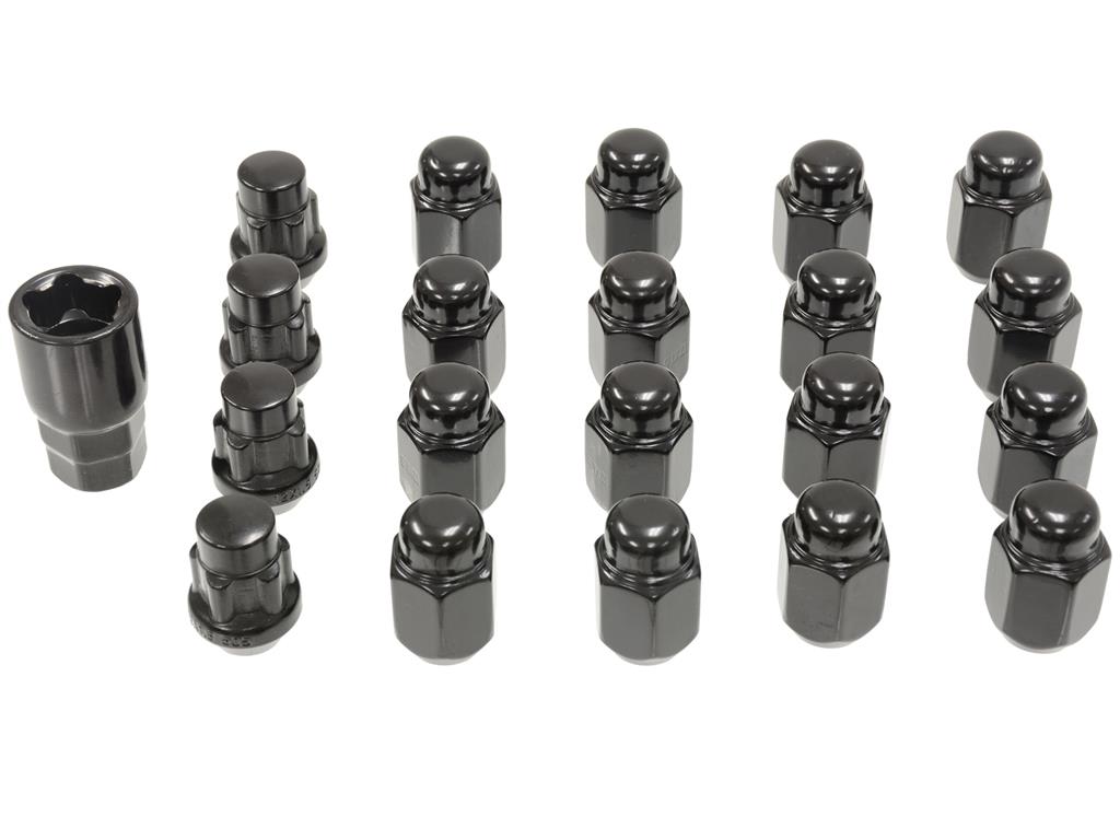 97-19 Black Wheel Lug Nut Set With Locks (20 Pieces)