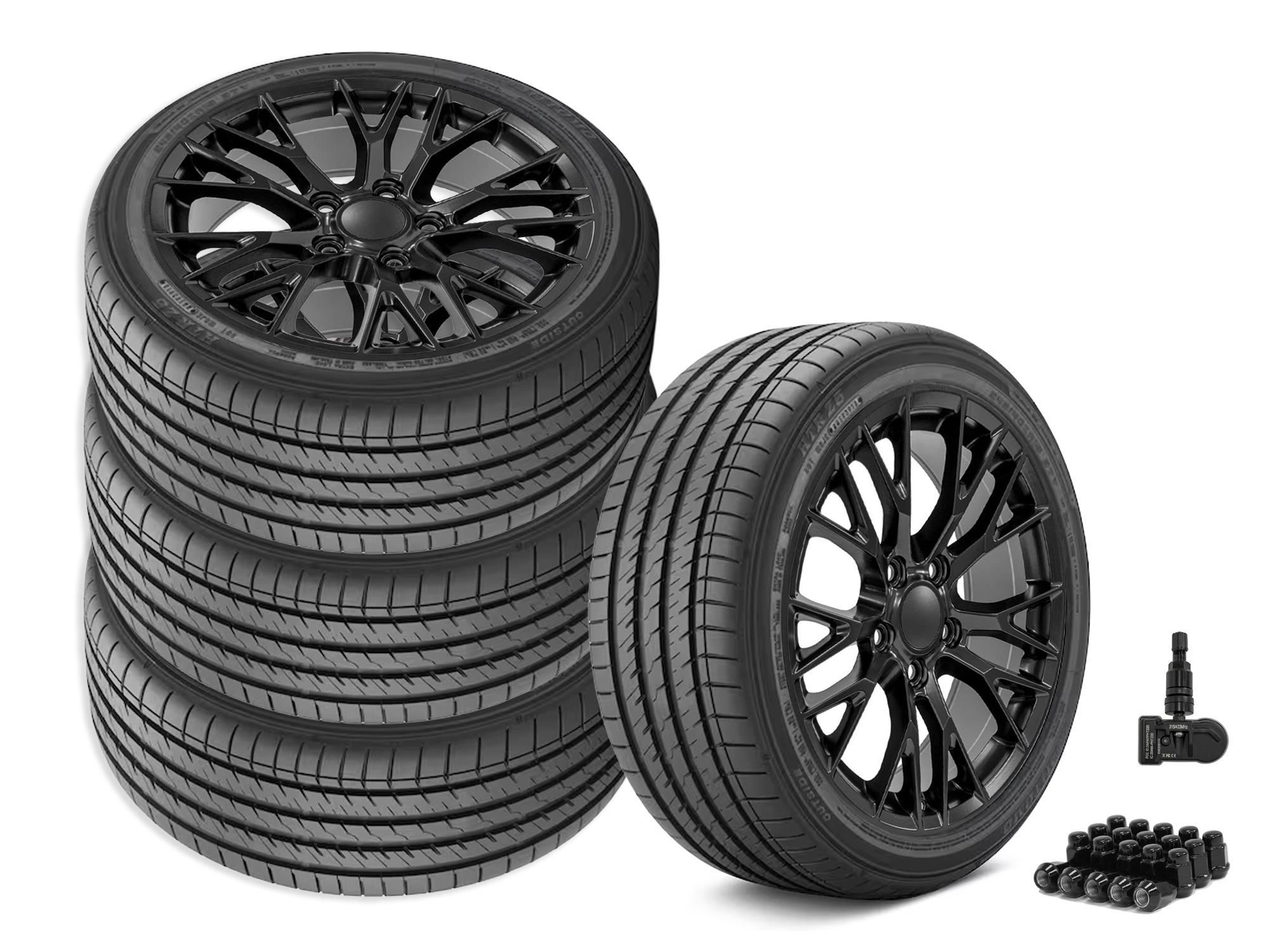 14-19 C7 Z06 Style Satin Black Wheel & Tire Package
