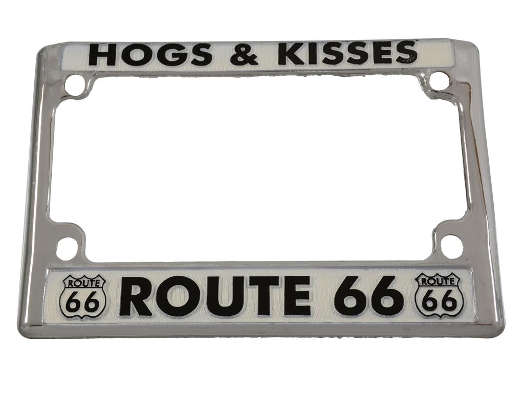 Route 66 Motorcycle License Plate Frame Hogs And Kisses