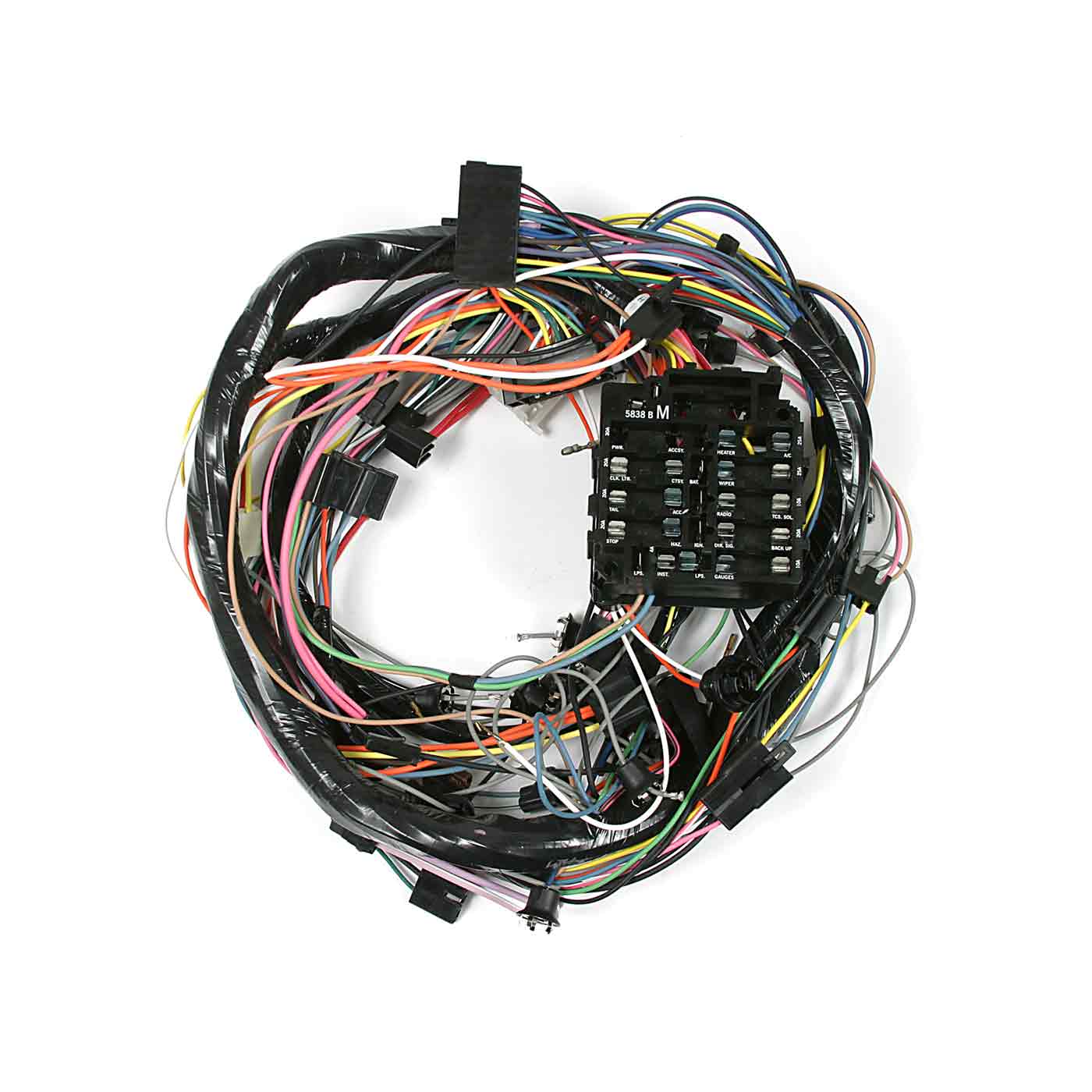 72 w/o AC Dash Main Wiring Harness w/Fuse Box
