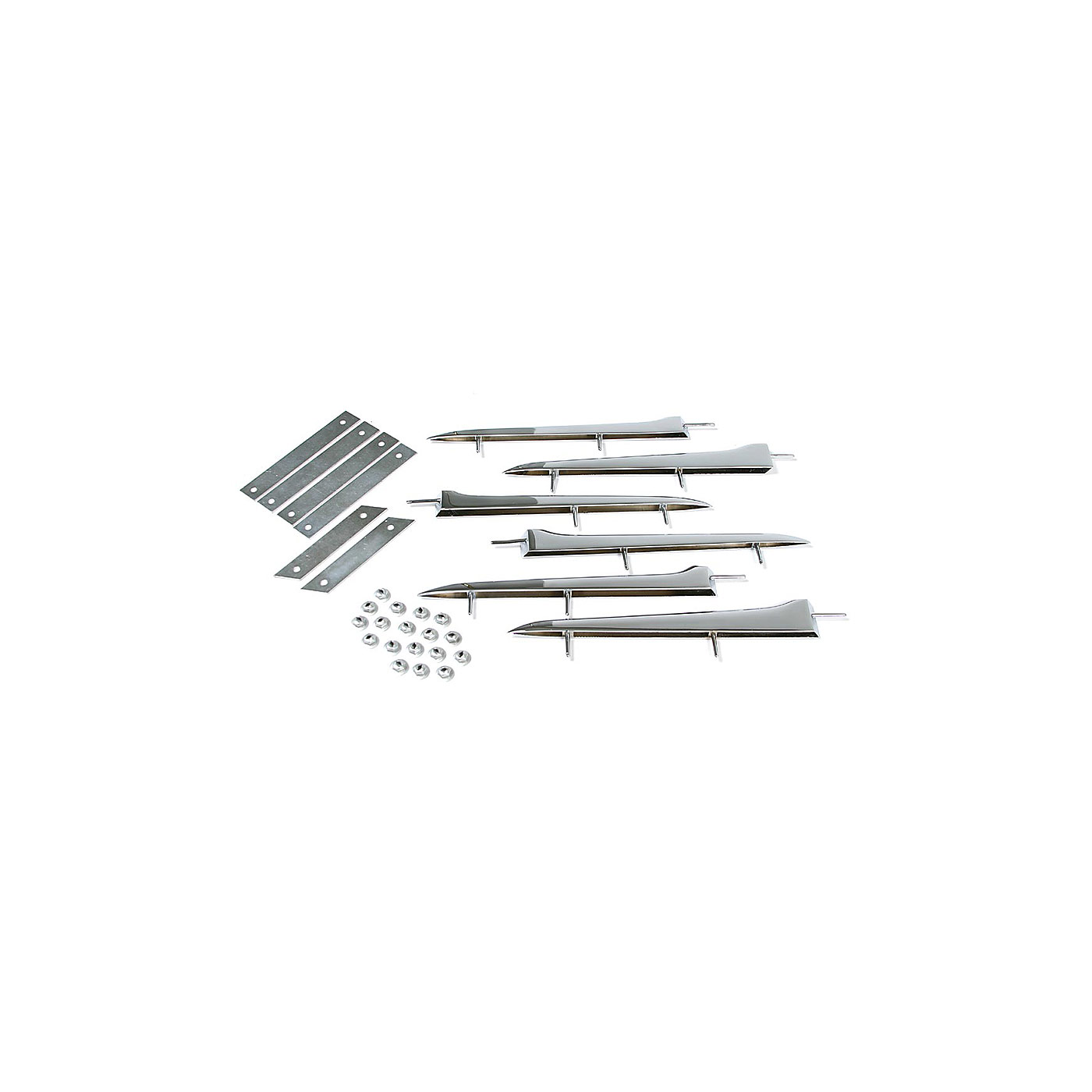 58-61 Side Cove Spear Set w/Backplates & Hardware (Car Set)