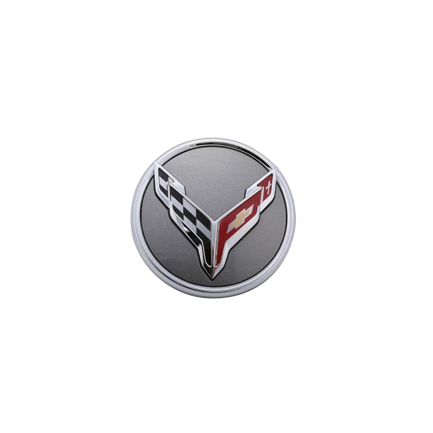 2020-2025 C8 Wheel Center Cap - Gray w/ Chrome Trim