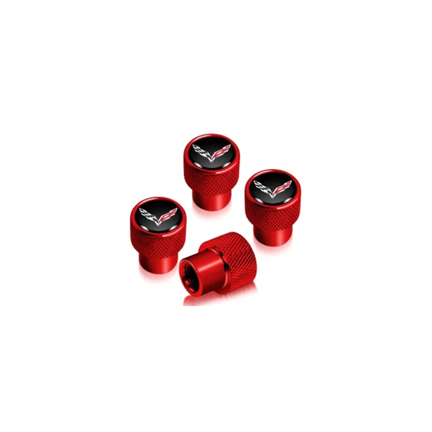 05-13 Knurled Valve Stem Caps (Red)