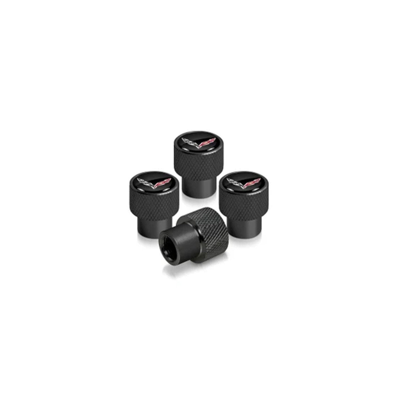 05-13 Knurled Valve Stem Caps (Black)