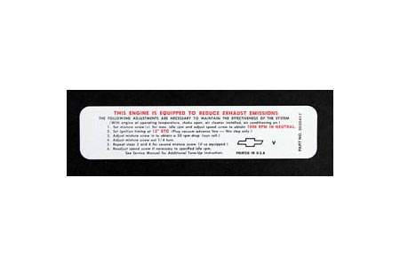 1968 Corvette L-88 Emission Decal "V"