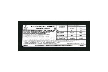 1974 Corvette L82 Emission Decal "ZF"