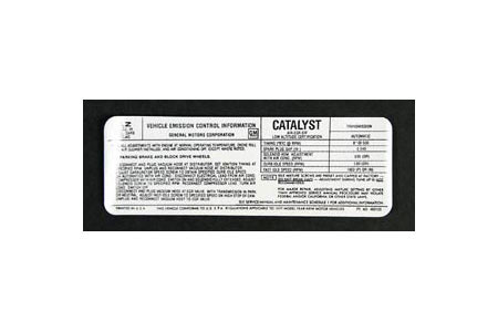 1977 Corvette L48 Calif Emission Decal "AZ"