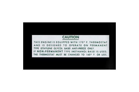 1958-1962 Corvette Cooling System Caution Decal